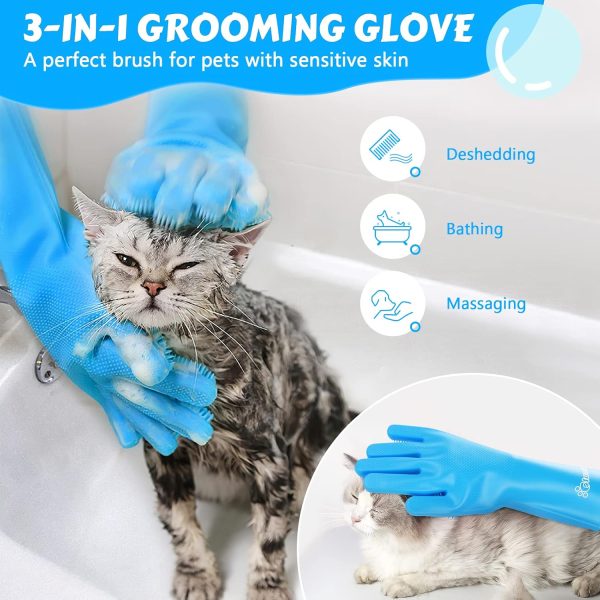Pecute silicone cat bathing gloves 2-in-1 design pet-1