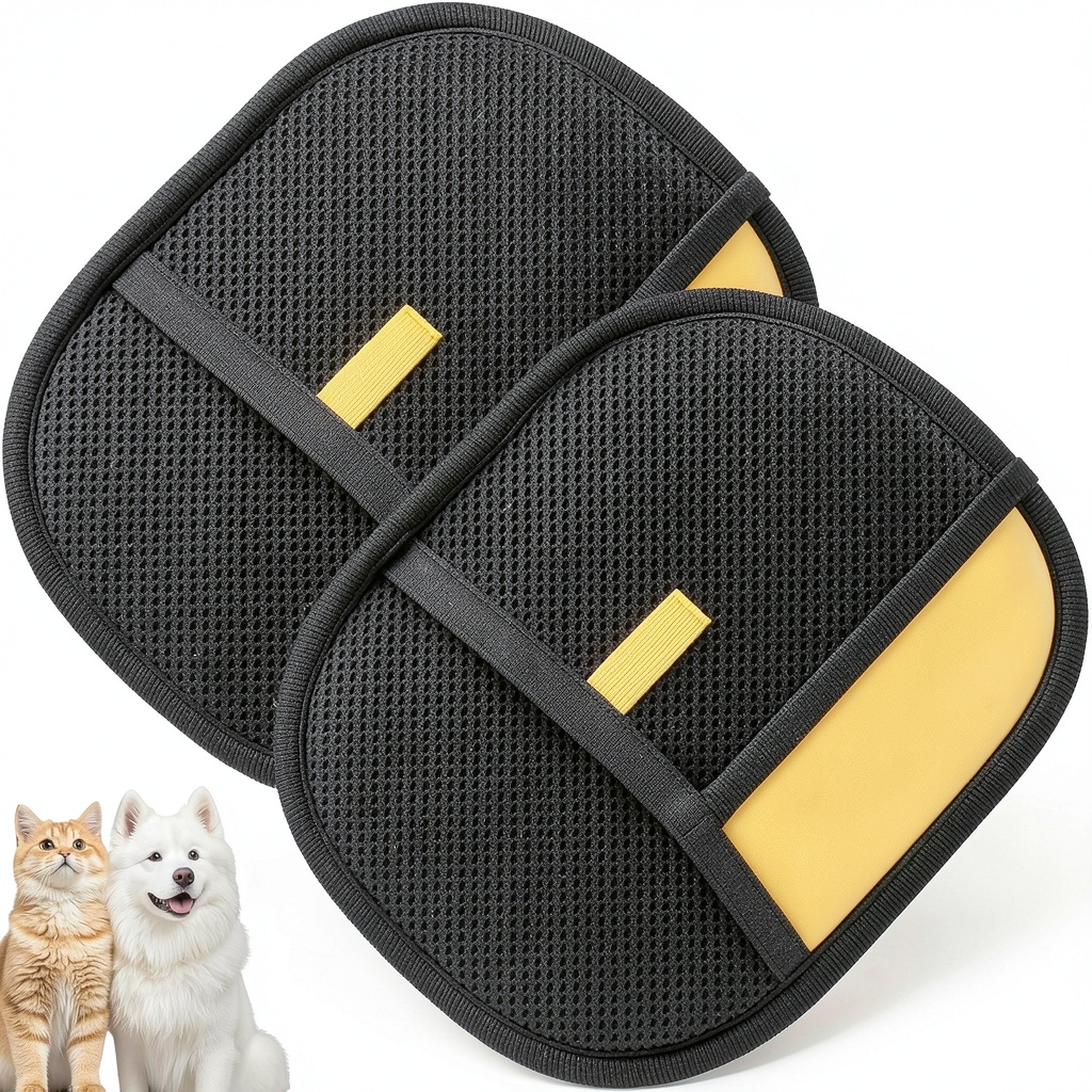 'Using JJpopo Pet Hair Remover Glove on a cat during grooming'