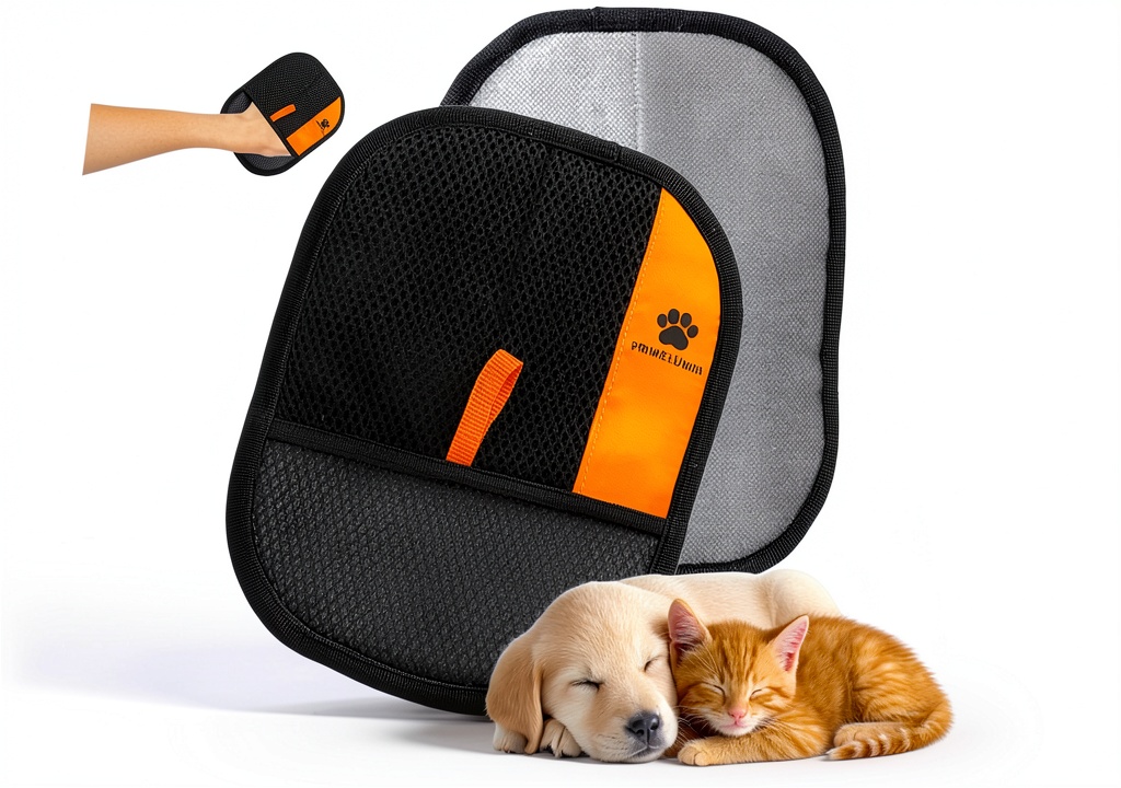 Using PRIMELUMIN pet hair glove on a couch