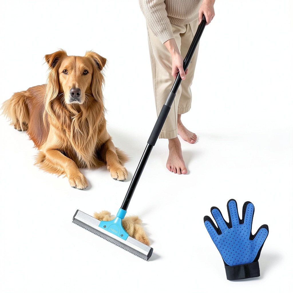Okköbi Carpet Rake in use on a carpeted floor