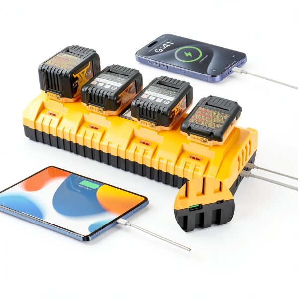 YETOKING DCB104 4-Port Dewalt Battery Charger with USB & Type-C-2